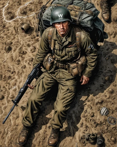 combat medic,war correspondent,red army rifleman,usmc,infantry,paratrooper,marine expeditionary unit,unknown soldier,vietnam veteran,lost in war,dday,war veteran,game illustration,iwo jima,gi,veteran,military person,soldier,marine,ww2,Illustration,American Style,American Style 02