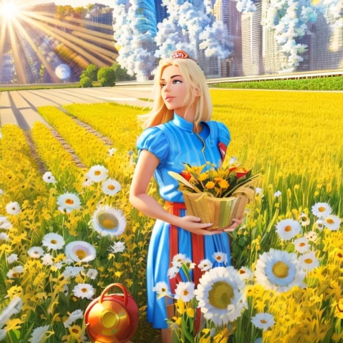 girl in flowers,field of flowers,blooming field,picking flowers,flower field,holding flowers,girl picking flowers,flowers field,flower delivery,spring background,beautiful girl with flowers,fantasy picture,dandelion field,springtime background,daisies,heidi country,field of cereals,summer meadow,bright flowers,dandelion meadow,Common,Common,Cartoon