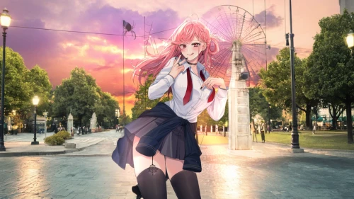 anime 3d,anime japanese clothing,sakura background,city trans,japanese sakura background,photomanipulation,digital compositing,cosplay image,image manipulation,anime girl,chaoyang,sakura,anime cartoon,chidori is the cherry blossoms,anime,aurajoki,dusk background,photo manipulation,sky rose,asuka langley soryu