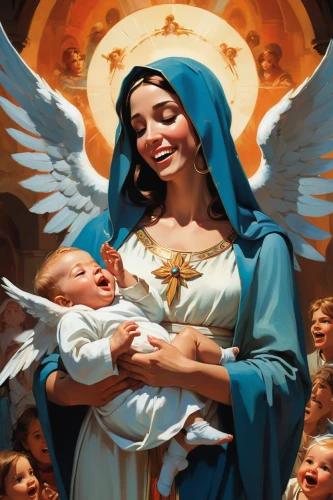 blessing of children,the prophet mary,little angels,angels,guardian angel,holy family,christ child,baroque angel,angelology,christmas angels,baby jesus,angels of the apocalypse,the angel with the cross,jesus in the arms of mary,uriel,archangel,mary 1,angel,to our lady,nativity,Conceptual Art,Oil color,Oil Color 04
