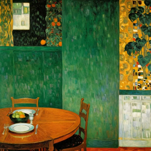 vincent van gough,dining room,woman at cafe,dining table,braque francais,the coffee shop,post impressionist,vincent van gogh,therapy room,tea tree,dining room table,sitting room,meticulous painting,green tangerine,café,breakfast room,sunflowers in vase,danish room,sideboard,yellow wallpaper,Art,Artistic Painting,Artistic Painting 32