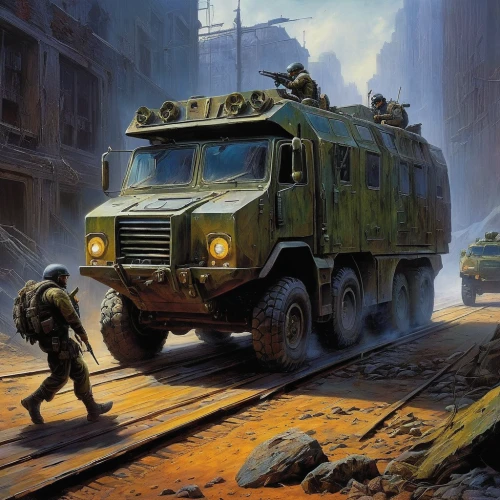 armored vehicle,medium tactical vehicle replacement,m113 armored personnel carrier,combat vehicle,artillery tractor,armored car,tracked armored vehicle,uaz-452,military vehicle,gaz-53,uaz-469,convoy,half track,tank truck,loyd carrier,marine expeditionary unit,humvee,m35 2½-ton cargo truck,kamaz,uaz patriot,Illustration,Realistic Fantasy,Realistic Fantasy 32