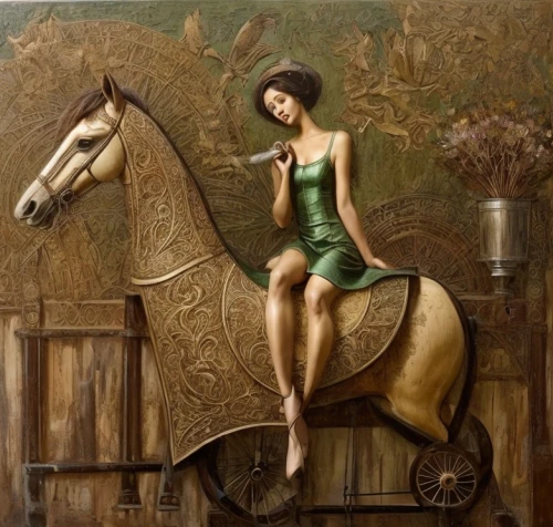 centaur,horseback,carousel horse,equestrian,girl with a wheel,wooden horse,horse-rocking chair,equestrianism,racehorse,man and horses,wooden rocking horse,rocking horse,horse herder,jockey,majorette (dancer),brown horse,horse trainer,riding lessons,equestrian vaulting,horseback riding,Common,Common,Fashion