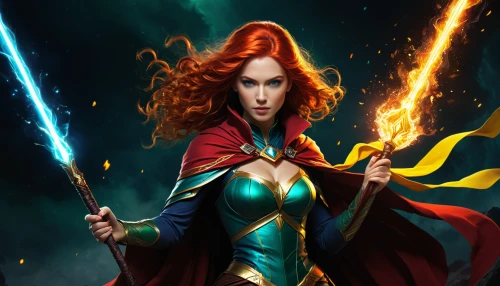 scarlet witch,merida,sorceress,fantasy woman,cg artwork,the enchantress,goddess of justice,darth talon,heroic fantasy,symetra,super heroine,fantasy art,firestar,female warrior,wonderwoman,transistor,minerva,sterntaler,sci fiction illustration,woman power,Conceptual Art,Fantasy,Fantasy 32