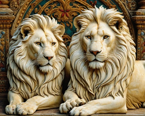 two lion,male lions,lions couple,lionesses,lions,lion white,lion children,white lion,lion capital,panthera leo,white lion family,lion,lion father,forest king lion,big cats,three kings,lion number,kings,lion head,male lion,Art,Classical Oil Painting,Classical Oil Painting 28