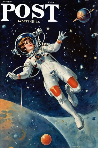 magazine cover,postmarked,postmark,magazine - publication,post letter,cover,vintage post card,parcel post,postmasters,postman,robot in space,cosmonaut,vintage illustration,postage,astronautics,postal elements,post,united states postal service,posts,lost in space,Conceptual Art,Sci-Fi,Sci-Fi 30