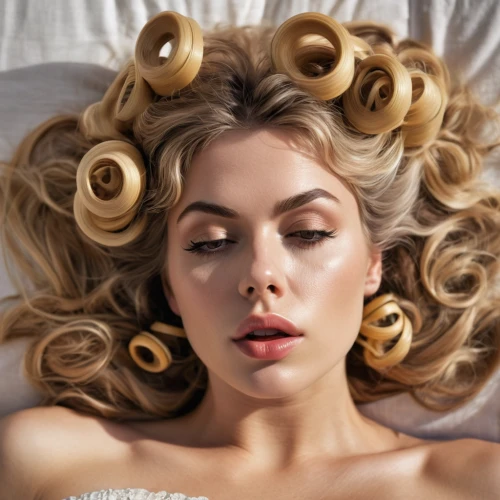 curlers,artificial hair integrations,management of hair loss,s-curl,hair clips,curl,curler,blonde woman,updo,hair clip,hair iron,medusa,hairpins,saturnrings,woman laying down,blond hair,coils,golden haired,hairstyler,pin hair,Photography,General,Natural