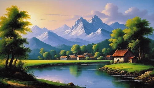 landscape background,mountain scene,mountain landscape,river landscape,mountainous landscape,nature landscape,home landscape,landscape nature,beautiful landscape,natural landscape,landscape,green landscape,rural landscape,landscape mountains alps,high landscape,fantasy landscape,mountain village,meadow landscape,karst landscape,landscapes beautiful,Art,Classical Oil Painting,Classical Oil Painting 25