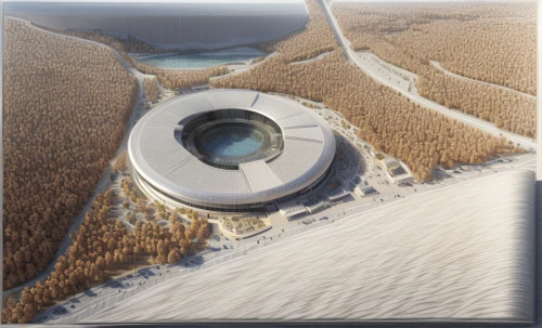 sewage treatment plant,wastewater treatment,salt extraction,futuristic architecture,qasr azraq,cooling tower,solar cell base,water tank,hydropower plant,concrete pipe,salt mill,saltworks,observation tower,dhammakaya pagoda,futuristic landscape,round house,ice hotel,silo,waste water system,baku eye