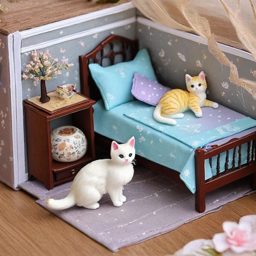 doll house,dollhouse accessory,dolls houses,baby bed,cat's cafe,miniature house,nursery decoration,cat furniture,diorama,doll cat,bunk bed,infant bed,doll kitchen,soft furniture,baby room,cat bed,cat frame,dollhouse,doll's house,children's bedroom,Conceptual Art,Fantasy,Fantasy 13