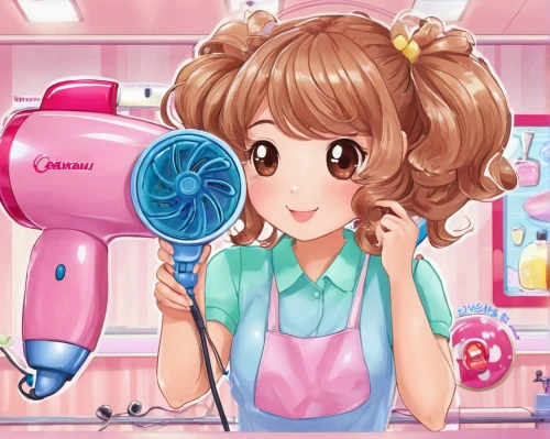 hair dryer,hairdryer,hairstyler,ice cream maker,hair iron,the long-hair cutter,hair drying,beauty salon,hairstylist,curlers,kawaii ice cream,curler,hair care,clove pink,mikuru asahina,hair ribbon,cosmetic brush,hairdresser,cleaning conditioner,hair comb,Illustration,Japanese style,Japanese Style 01