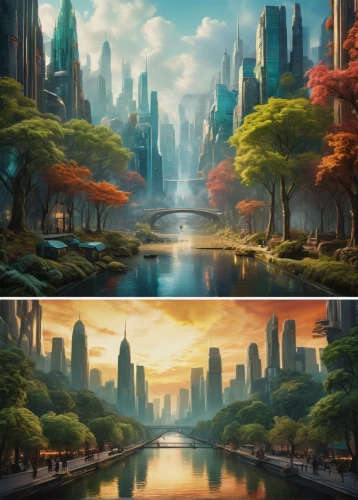 fantasy landscape,backgrounds,world digital painting,landscapes,futuristic landscape,fantasy city,3d fantasy,city cities,parallel worlds,fantasy world,landscape background,day and night,parallel world,cartoon video game background,four seasons,digital compositing,fantasy art,cities,cg artwork,4 seasons,Photography,General,Cinematic