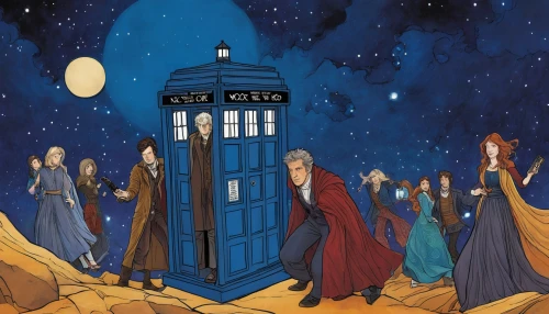 tardis,dr who,doctor who,sci fiction illustration,the eleventh hour,the doctor,twelve,regeneration,primeval times,carol singers,wise men,tall tales,magical adventure,time travel,anachronism,female doctor,the three wise men,time machine,the arrival of the,twelve apostle,Illustration,Realistic Fantasy,Realistic Fantasy 04