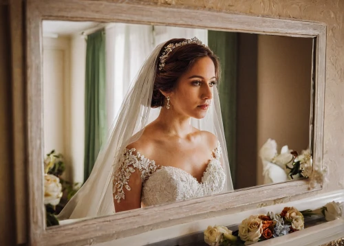 bride getting dressed,wedding frame,wedding photography,in the mirror,bridal dress,indian bride,wedding photo,bridal suite,bridal,bride,wedding photographer,wedding details,bridal veil,doll looking in mirror,the mirror,mirror,bridal jewelry,silver wedding,mother of the bride,mirror frame,Art,Classical Oil Painting,Classical Oil Painting 12