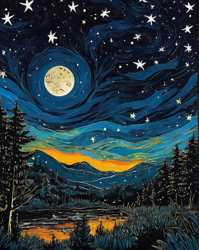 starry night,the night sky,moon and star background,space art,night sky,starry sky,stars and moon,vincent van gough,the moon and the stars,herfstanemoon,night stars,astronomical,the stars,falling stars,star illustration,night scene,star sky,vincent van gogh,astronomy,nightsky,Conceptual Art,Graffiti Art,Graffiti Art 10