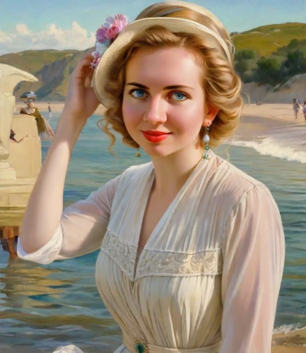 emile vernon,the blonde in the river,retro woman,the sea maid,vintage woman,woman with ice-cream,vintage girl,retro girl,retro pin up girl,girl on the river,retro women,vintage women,beach background,vintage art,lilian gish - female,ingrid bergman,marilyn monroe,vintage female portrait,retro pin up girls,british actress
