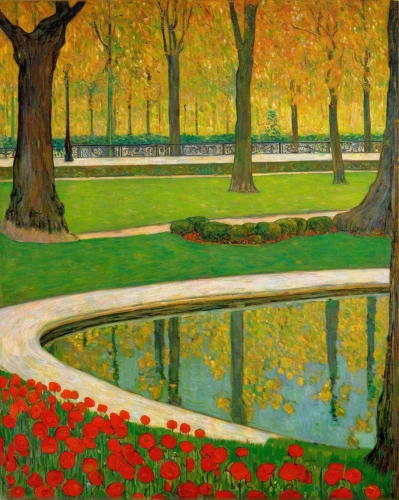 champ de mars,tuileries garden,tree-lined avenue,coquelicot,autumn in the park,lilly pond,autumn park,gardens,walk in a park,arboretum,row of trees,lafayette park,central park,rosarium,palace garden,garden of the fountain,city park,tommie crocus,the boulevard arjaan,kurpark,Art,Artistic Painting,Artistic Painting 32