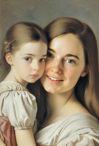 mother with child,child portrait,little girl and mother,mother and child,ventriloquist,the girl's face,mother with children,capricorn mother and child,portrait of a girl,mother-to-child,mother and daughter,gothic portrait,oil painting,two girls,mother kiss,the mother and children,stepmother,aubrietien,mother and infant,portrait of christi