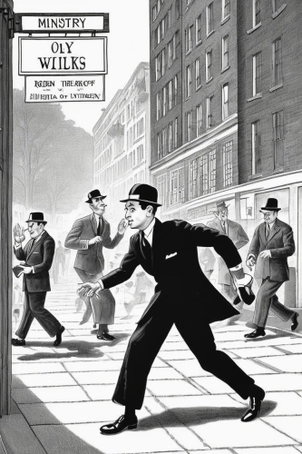 pall mall,newspaper delivery,white-collar worker,vintage illustration,commute,holmes,wall street,parcel service,game illustration,cordwainer,checker marathon,ford motor company,dow jones,wartime,commuting,action-adventure game,a pedestrian,smoking man,stock markets,robber,Illustration,Black and White,Black and White 22