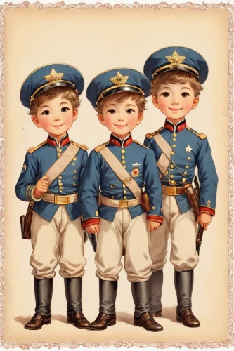 police uniforms,troop,officers,military uniform,boy scouts,scouts,cossacks,vintage children,military organization,military officer,pathfinders,sailors,uniforms,military person,soldiers,firemen,police officers,french foreign legion,marines,boy scouts of america,Illustration,Japanese style,Japanese Style 01