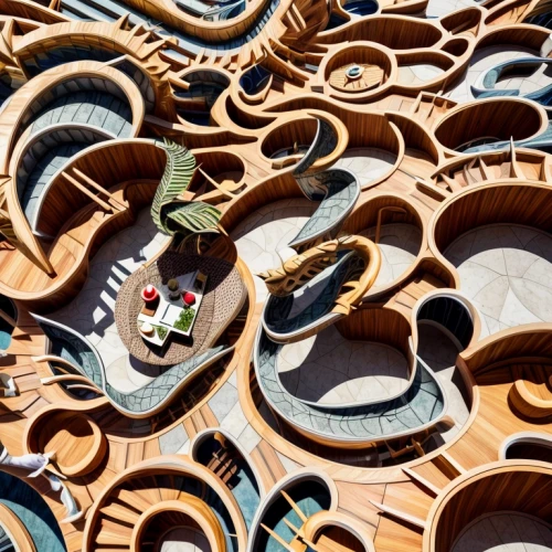 park güell,wooden construction,insect hotel,terracotta,gaudí,wood art,corrugated cardboard,mechanical puzzle,wooden toys,terracotta tiles,wood carving,clay tile,insect house,patterned wood decoration,wooden letters,roof tiles,wooden toy,sagrada familia,ornamental wood,tibetan bowls
