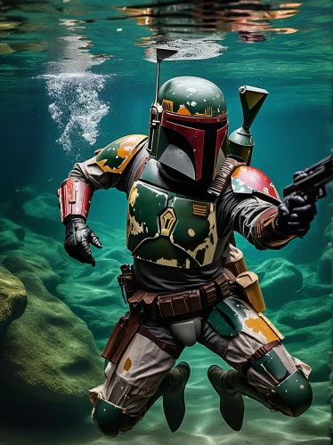boba fett,boba,aquanaut,scuba,darth wader,painted turtle,under the water,snorkel,sea scouts,water sports,storm troops,water turtle,marine tank,divemaster,scuba diving,the sandpiper general,surface water sports,underwater background,imperial shores,wading,Photography,Artistic Photography,Artistic Photography 01