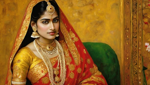 indian bride,indian art,radha,indian woman,sari,indian girl,oil painting on canvas,gold ornaments,east indian,oil painting,meticulous painting,girl in cloth,art painting,indian girl boy,girl in a historic way,portrait of a girl,rangoli,paintings,girl with cloth,jaya,Art,Artistic Painting,Artistic Painting 32