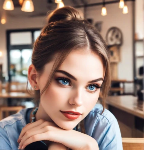 romantic look,woman at cafe,heterochromia,blue eyes,beautiful face,beautiful young woman,women's eyes,barista,model beauty,pretty young woman,young woman,daisy rose,vintage makeup,makeup,angel face,virginia rose,sofia,eyes,beautiful model,girl portrait