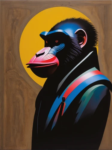 mandrill,gorilla,chimp,tucano-toco,chimpanzee,sun bear,primate,guenon,ape,bonobo,baboon,monkeys band,beak black,great apes,the monkey,black toucan,primates,barbary monkey,siamang,falco peregrinus,Art,Artistic Painting,Artistic Painting 34