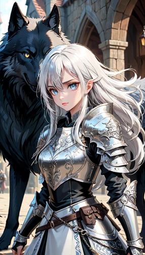 canis panther,armored animal,gray wolf,a200,heroic fantasy,panther,wolf couple,european wolf,knight festival,silver fox,witcher,wolf,swordswoman,monsoon banner,black dragon,female warrior,knight,dark elf,two wolves,black cat,Anime,Anime,General