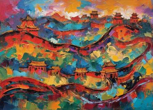 potala,potala palace,meteora,khokhloma painting,lhasa,tibetan,kathmandu,nepal,colorful city,guizhou,qinghai,khlui,mì quảng,chinese temple,abstract painting,chinese art,chạo tôm,nước chấm,bhutan,yunnan,Conceptual Art,Oil color,Oil Color 20