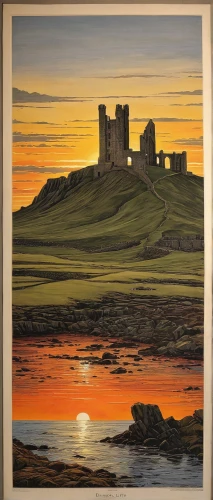 bamburgh,tantallon castle,northumberland,ruined castle,castle bran,eilean donan,eilean donan castle,saint andrews,scottish folly,st andrews,drum castle,national trust,castel,alnmouth,newcastle castle,isle of may,fife,clàrsach,castles,carol colman,Art,Classical Oil Painting,Classical Oil Painting 34