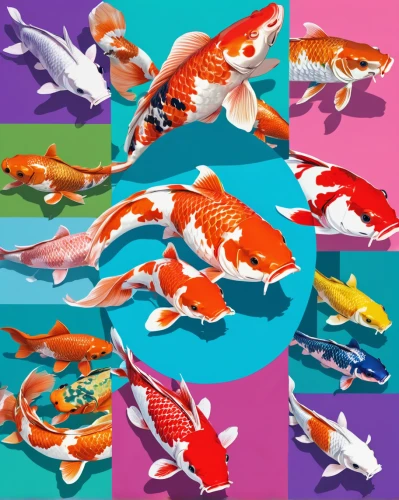 fish collage,koi carps,koi carp,koi fish,koi,ornamental fish,fishes,aquatic animals,koi pond,goldfish,school of fish,sea animals,marine fish,fish in water,animal shapes,red fish,aquarium fish,animal balloons,aquarium inhabitants,porcupine fishes,Illustration,Vector,Vector 19