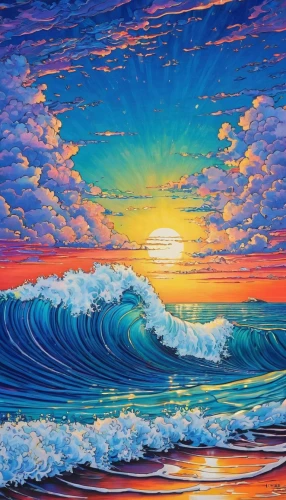 sun and sea,seascape,oil painting on canvas,ocean background,sea landscape,ocean waves,sunrise beach,ocean,beach landscape,coast sunset,sunset beach,sea,ocean paradise,oil painting,tidal wave,water waves,art painting,oil on canvas,el mar,sun,Illustration,Japanese style,Japanese Style 04