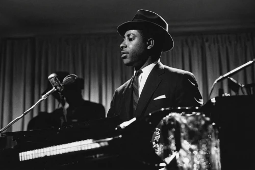 blues and jazz singer,jack roosevelt robinson,art tatum,rhythm blues,jazz singer,keith-albee theatre,13 august 1961,jazz,blues harp,black and white recording,jazz pianist,clyde puffer,a black man on a suit,marsalis,pork-pie hat,afro american,kennedy,gibson,ester williams-hollywood,jazz guitarist,Unique,3D,Toy