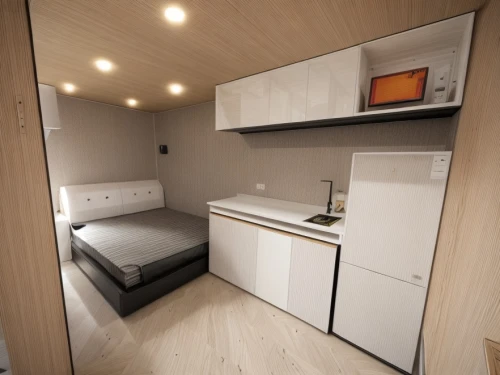 capsule hotel,modern room,travel trailer,accommodation,kitchenette,inverted cottage,shared apartment,small cabin,room divider,cabin,walk-in closet,small camper,sky apartment,guestroom,guest room,cabinetry,galley,dormitory,laundry room,3d rendering,Product Design,Furniture Design,Modern,Geometric Chic