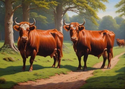 oxen,horned cows,galloway cows,galloway cattle,cattle crossing,heifers,scottish highland cattle,two cows,cows,allgäu brown cattle,highland cattle,red holstein,simmental cattle,mountain cows,livestock,happy cows,domestic cattle,cow herd,beef breed international,cattle,Illustration,Realistic Fantasy,Realistic Fantasy 18