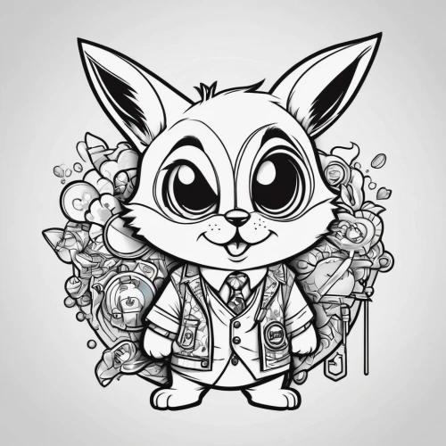 bunny on flower,boutonniere,line art wreath,line art animal,line art animals,deco bunny,flower cat,rabbit owl,coloring page,flower animal,dribbble,little rabbit,easter theme,groom,squirell,little bunny,rose flower illustration,cartoon flowers,bunny,peter rabbit,Illustration,Abstract Fantasy,Abstract Fantasy 10