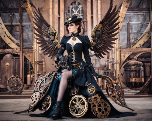 steampunk,black angel,baroque angel,steampunk gears,archangel,dark angel,fallen angel,gothic fashion,crow queen,business angel,angel of death,uriel,the archangel,fantasy art,dodge warlock,clockmaker,gara,harp of falcon eastern,black raven,queen of the night,Conceptual Art,Fantasy,Fantasy 25