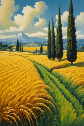wheat field,wheat crops,tuscan,wheat fields,rural landscape,yellow grass,barley field,cultivated field,farm landscape,grain field,campagna,strand of wheat,vegetables landscape,field of cereals,tuscany,landscape,agriculture,fields,anellini,agricultural,Conceptual Art,Sci-Fi,Sci-Fi 08