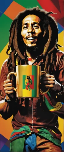 rastaman,reggae,bob marley,rasta flag,irie,olodum,callaloo,sun of jamaica,jamaica,wpap,jamaican blue mountain coffee,bob,black coffee,pachamama,herbal drink,cd cover,tea bag,morning glory family,ras el hanout,ice tea,Art,Artistic Painting,Artistic Painting 45