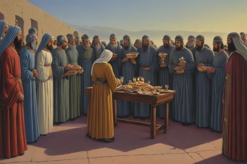 holy supper,pentecost,twelve apostle,wise men,contemporary witnesses,disciples,communion,christ feast,last supper,nativity of christ,chess game,school of athens,offering,nativity of jesus,the manger,sermon,carmelite order,chess men,preachers,a meeting,Art,Artistic Painting,Artistic Painting 48