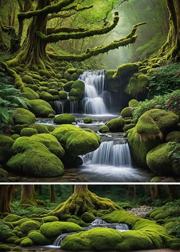 art forms in nature,green forest,fairytale forest,oregon,the chubu sangaku national park,japan landscape,beautiful japan,green trees with water,natural scenery,vancouver island,moss,the natural scenery,forest moss,elven forest,fairy forest,landscapes beautiful,green waterfall,nature art,landscape photography,yakushima,Conceptual Art,Daily,Daily 03