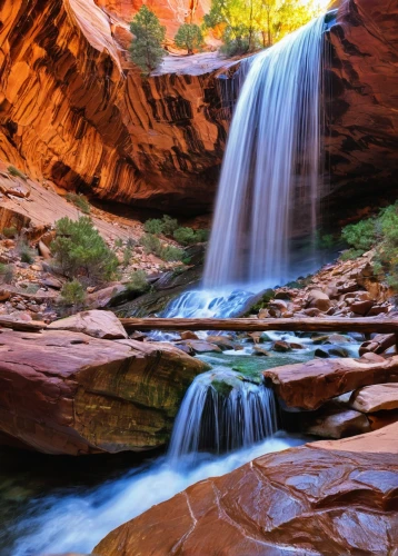 fairyland canyon,zion national park,brown waterfall,united states national park,sedona,cascading,zion,water falls,flowing water,water flowing,water fall,water flow,bridal veil fall,red rock canyon,waterfalls,waterfall,mountain spring,a small waterfall,grand canyon,arizona,Conceptual Art,Daily,Daily 18