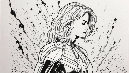 captain marvel,black widow,arrow line art,sprint woman,mono-line line art,head woman,comic halftone woman,scarlet witch,canary,nerve,super heroine,line-art,avenger,wonder woman,quill,pencils,mono line art,symetra,laurel,silver surfer,Illustration,Black and White,Black and White 34