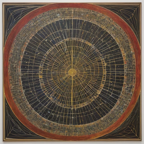 harmonia macrocosmica,geocentric,copernican world system,planisphere,orrery,klaus rinke's time field,star chart,dharma wheel,planetary system,yantra,epicycles,euclid,3-fold sun,astronomical object,wind rose,sacred geometry,astronomical clock,trajectory of the star,pioneer 10,ophiuchus,Conceptual Art,Oil color,Oil Color 15