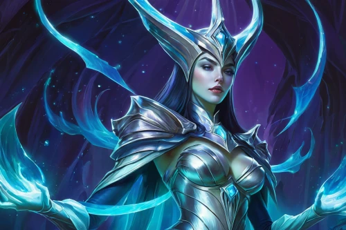 ice queen,blue enchantress,the snow queen,queen of the night,water-the sword lily,sorceress,the enchantress,priestess,goddess of justice,dark elf,symetra,show off aurora,cassiopeia,cleanup,mezzelune,horn of amaltheia,mage,fantasy portrait,summoner,star mother,Illustration,Realistic Fantasy,Realistic Fantasy 03