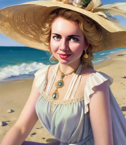 beach background,emile vernon,straw hat,womans seaside hat,the sea maid,marilyn monroe,girl on the dune,panama hat,romantic portrait,world digital painting,vintage woman,woman with ice-cream,a charming woman,sun hat,retro woman,ingrid bergman,photo painting,vintage girl,the hat of the woman,woman's hat