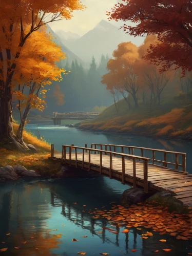 autumn landscape,autumn scenery,fall landscape,autumn idyll,autumn background,autumn morning,autumn forest,landscape background,one autumn afternoon,fantasy landscape,autumn day,the autumn,autumn light,river landscape,autumn mountains,beautiful landscape,autumn,nature landscape,japan landscape,light of autumn,Conceptual Art,Fantasy,Fantasy 17