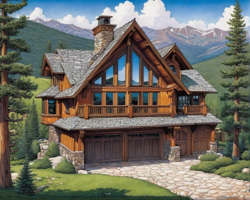 house in the mountains,log home,house in mountains,log cabin,the cabin in the mountains,wooden house,chalet,house in the forest,summer cottage,timber framed building,mountain hut,alpine village,cottage,alpine style,home landscape,traditional house,country cottage,mountain settlement,beautiful home,timber house,Illustration,Children,Children 03